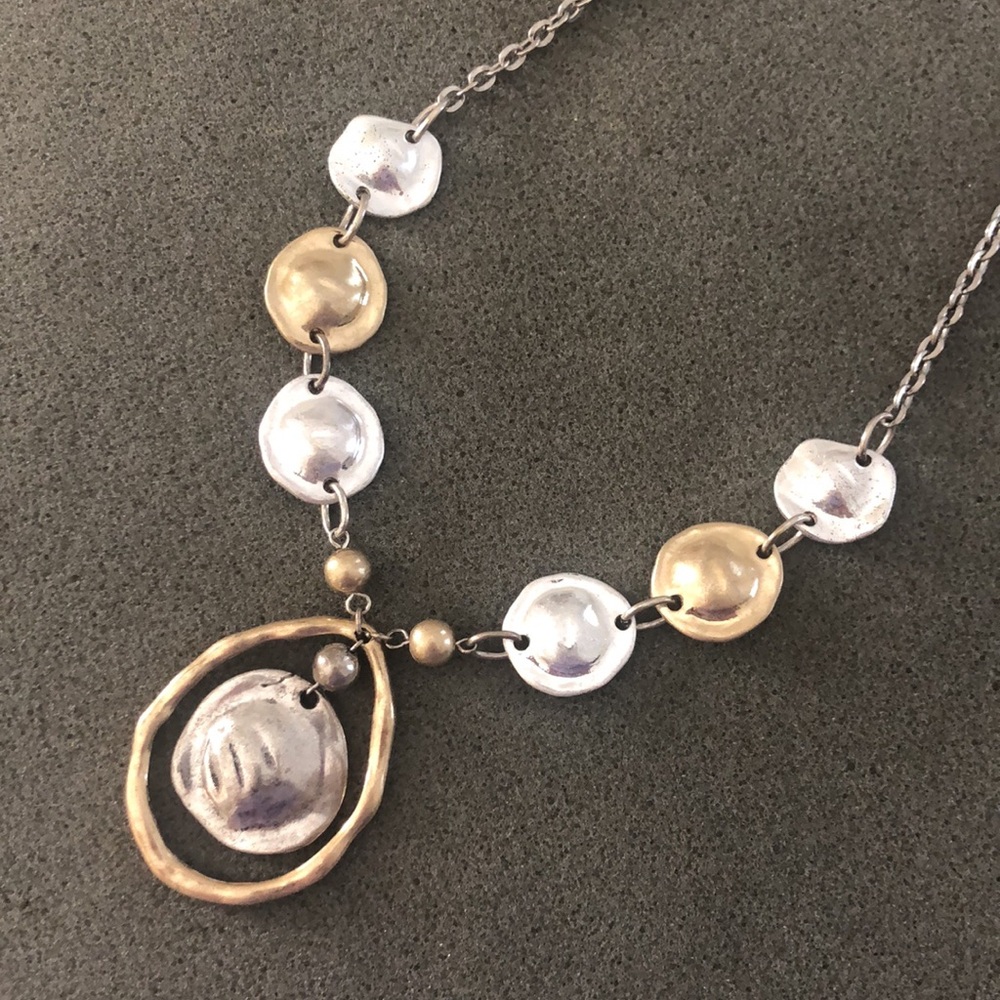 Hammered Gold and Silver Necklace